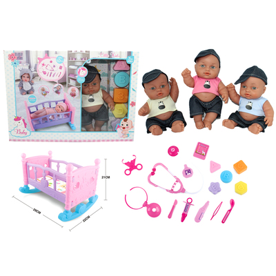 8 Inch Doll With cradle doctor play set blocks No.G12302-E6