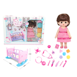 8 Inch Girl Doll With cradle doctor play set blocks No.G12302-8