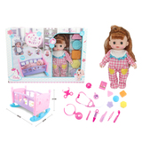 11 Inch Girl Doll With cradle doctor play set blocks No.G12302-M