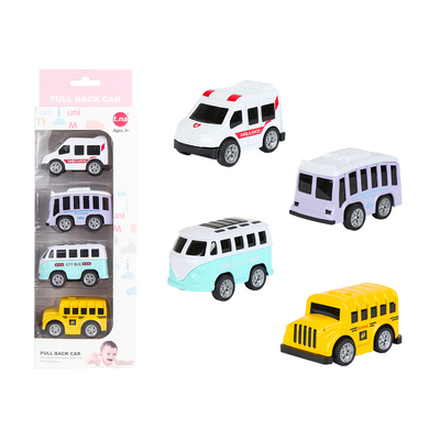 4PCS Die cast Pull-back School Bus Item NO SKD1152A