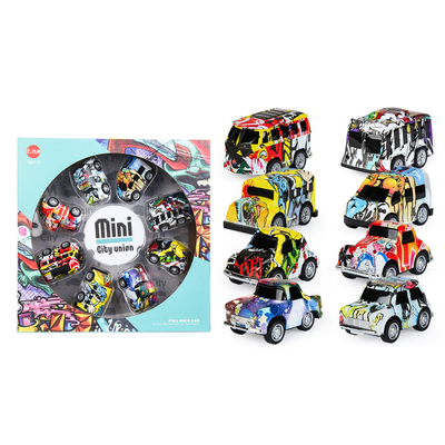8PCS Die cast graffiti cute modern city car Item NO SKD1129
